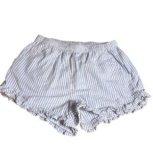 Crewcuts‎ Girls Striped Shorts Size 10 Blue White Ruffle Hem Elastic Waist